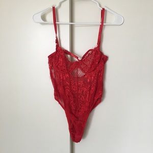 Red lace bodysuit